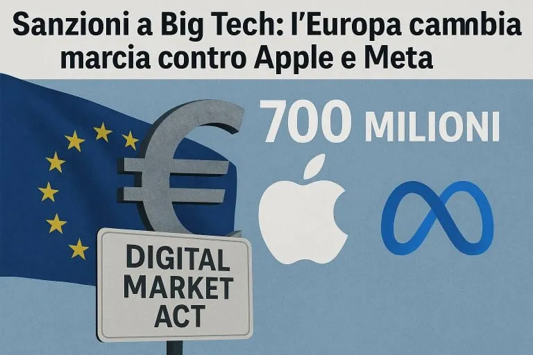 UE contro Big Tech: 700 milioni di multa a Apple e Meta