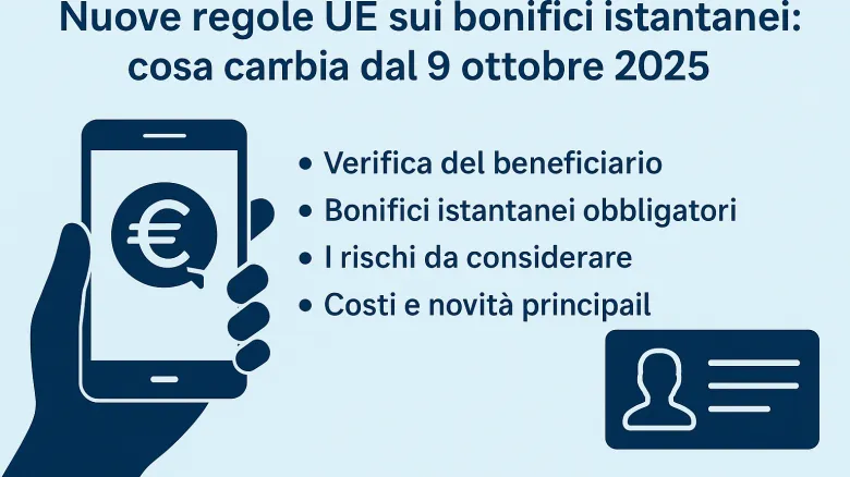 Dal 9 ottobre scattano le nuove regole sui bonifici istantanei: guida completa