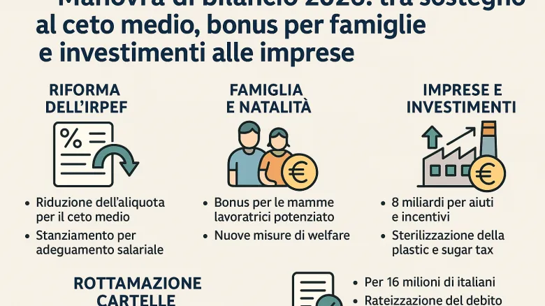 Manovra di bilancio 2026: tra sostegno al ceto medio, bonus per famiglie e investimenti alle imprese