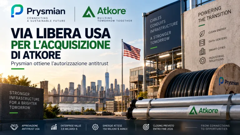 Prysmian-Atkore, via libera antitrust USA: cosa manca al closing