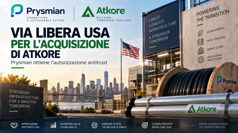 Prysmian-Atkore, via libera antitrust USA: cosa manca al closing