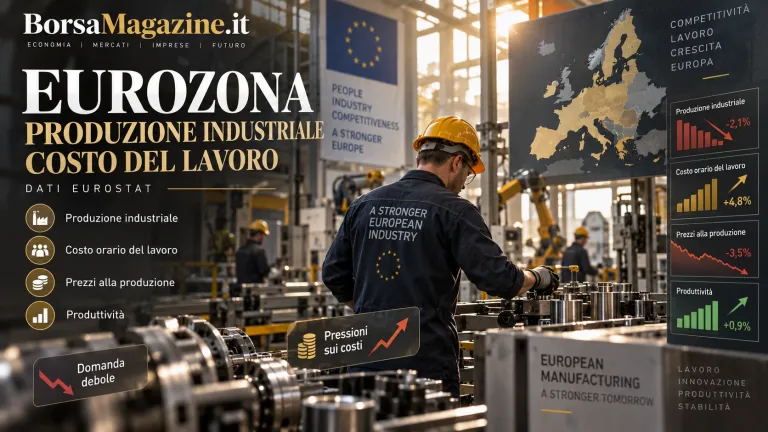 Eurozona, industria e costo del lavoro: i dati che misurano la pressione sui margini